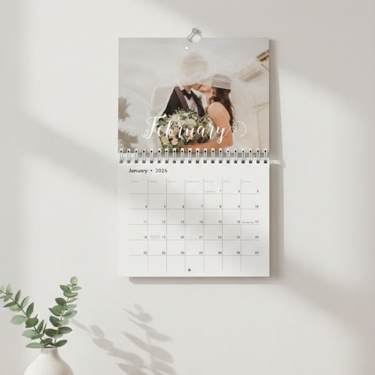 2026 Custom Wedding Photo Chic Script  Kalender