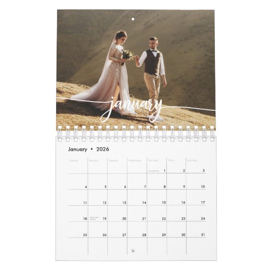 2026 Custom Wedding Photo Chic Script Kalender (Jan 2026)