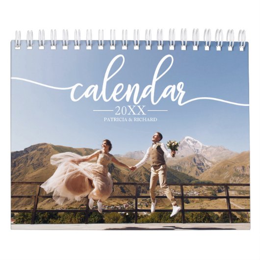 2026 Custom Wedding Photo Chic Script Kalender (Hoes)
