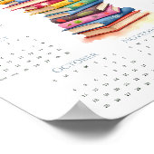 2026 Cute Black Kitten Book Stack 1-Page Calendar Poster (Hoek)