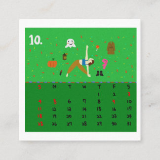 2026 Cute Cartoon Yoga Poses Calendar, Health  Vierkante Visitekaartje