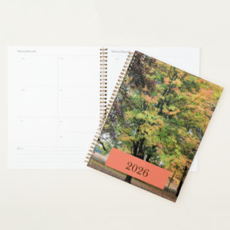 "2026" Date Autumn Maple Tree Painting Planner