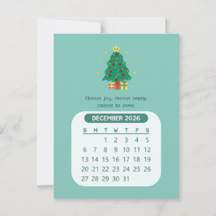 2026 December Maandelijkse Kawaii Motivatie Kalend Briefkaart