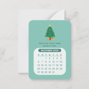 2026 December Maandelijkse Kawaii Motiverende Kale Notitiekaartje