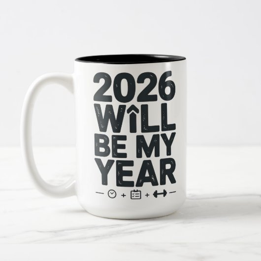 2026 Discipline Will Be My Year Tweekleurige Koffiemok (Links)