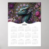 2026 Dragon Fantasy Art Volledige jaarkalender Poster (Voorkant)
