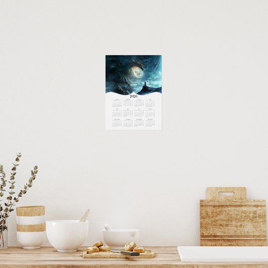 2026 Dragon Moon Fantasy Art Volle jaarkalender Poster (Keuken)