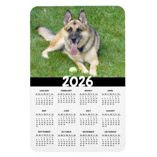 2026 Duitse Herdershond Kalender Magneet (Verticaal)
