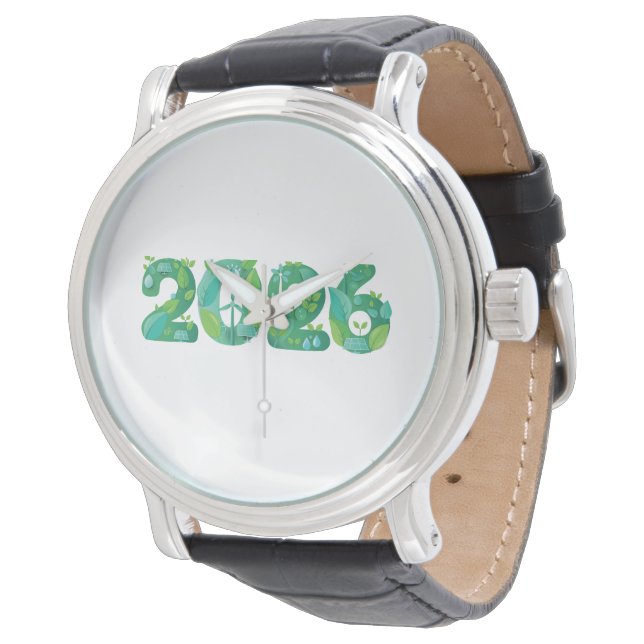2026 Eco Green Energy Concept  Horloge (Gekanteld)
