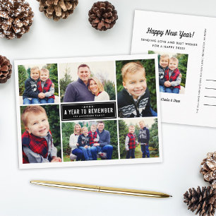 2026 Een Jaar om te Herinneren Foto Collage Famili Feestdagenkaart