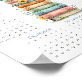 2026 Een-pagina kalender Gestapelde boeken Lichtbl Poster (Hoek)