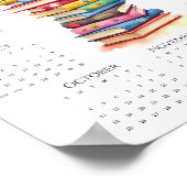 2026 Een-pagina kalender Zwarte Kat op Kleurrijke  Poster (Hoek)