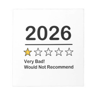 2026 één sterren beoordeling zeer slecht jaar  notitieblok