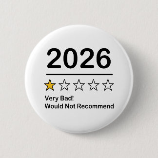 2026 één sterren beoordeling zeer slecht jaar ronde button 5,7 cm
