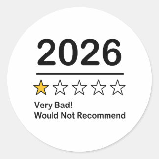 2026 één sterren beoordeling zeer slecht jaar ronde sticker