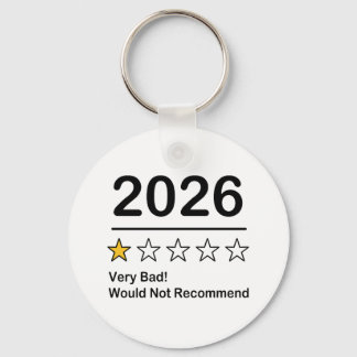 2026 één sterren beoordeling zeer slecht jaar sleutelhanger