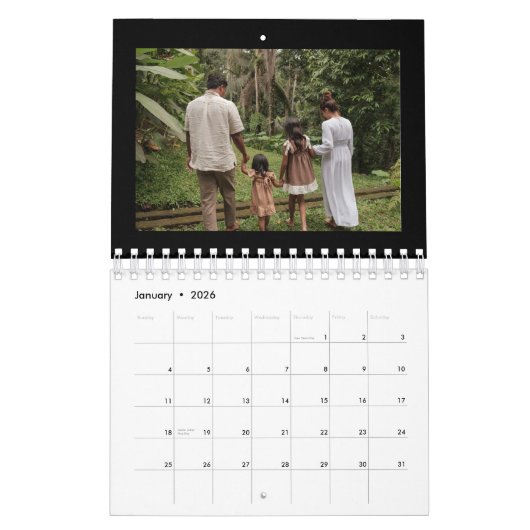 2026 Eenvoudige Aangepaste Familie Fotocollage Kalender (Jan 2026)