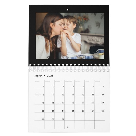 2026 Eenvoudige Aangepaste Familie Fotocollage Kalender (Mar 2026)