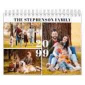 2026 Eenvoudige Aangepaste Fotocollage 4 per maand Kalender (Hoes)