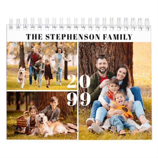 2026 Eenvoudige Aangepaste Fotocollage 4 per maand Kalender (Hoes)