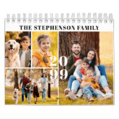 2026 Eenvoudige Aangepaste Fotocollage 4 per maand Kalender (Hoes)