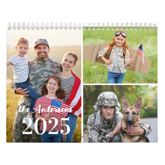 2026 Eenvoudige Custom Photo Collage Familie 12 Ma Kalender (Hoes)