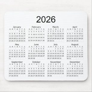 2026 Eenvoudige Minimalistische Kalender Muismat