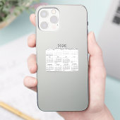 2026 Eenvoudige Minimalistische Kalender Sticker (Telefoon)
