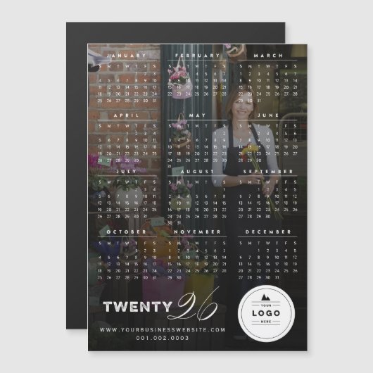 2026 Eenvoudige Typografie Kalender Magnetische Ka (Voorkant / Achterkant)