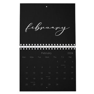 2026 Eenvoudige zwarte aangepaste minimalist Kalender