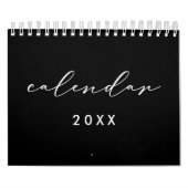 2026 Eenvoudige zwarte aangepaste minimalist Kalender (Hoes)