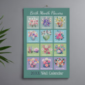 2026 Elegant affirmation birth month flowers wall Kalender