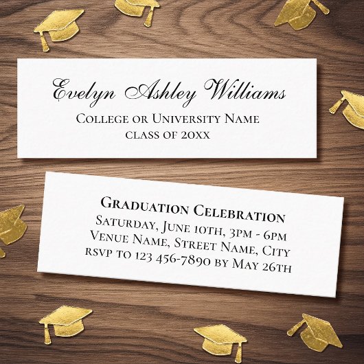 2026 Elegant Graduation Script Invitation Cards Mini Visitekaartje