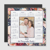 2026 Elegante Blauwe Bloemen Foto Magnetische Kale (Voorkant / Achterkant)