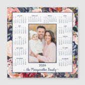 2026 Elegante Blauwe Bloemen Foto Magnetische Kale (Voorkant)