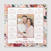 2026 Elegante Blush Bloemen Foto Magnetische Kalen (Voorkant)
