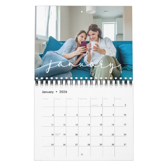 2026 Elegante Custom Photo Creëer Uw Eigen Familie Kalender (Jan 2026)