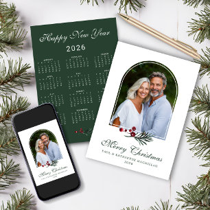 2026 Elegante Dennengewelfde Kerstmis Foto Agenda Feestdagenkaart