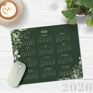 2026 Elegante Donkergroene Eucalyptus Desk Kalende Muismat