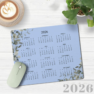 2026 Elegante Franse Blauwe Eucalyptus Desk Kalend Muismat