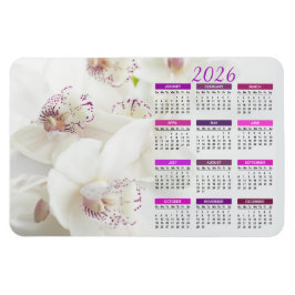 2026 Elegante witte en paarse orchideeën kalender Magneet