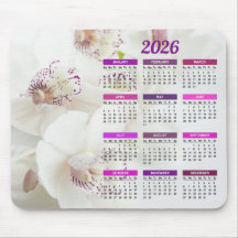 2026 Elegante Witte en Paarse Orchideeën Kalender
