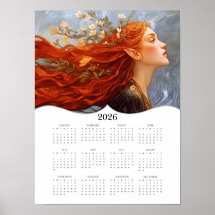 2026 Elf volledig jaar jaarlijkse wandkalender Poster
