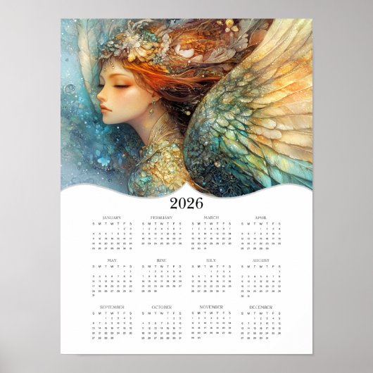 2026 Engel Hele Jaar Jaarlijkse Muurkalender Poster (Voorkant)