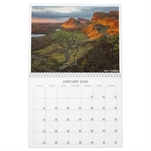 2026 Europa landschapsfotografie zwart Kalender (Jan 2026)