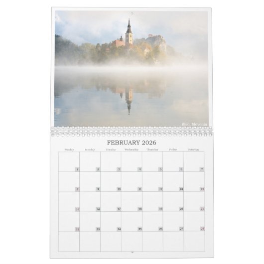 2026 Europa landschapsfotografie zwart Kalender (Feb 2026)