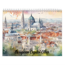 2026 European Capital Cities Watercolor Travel Art
