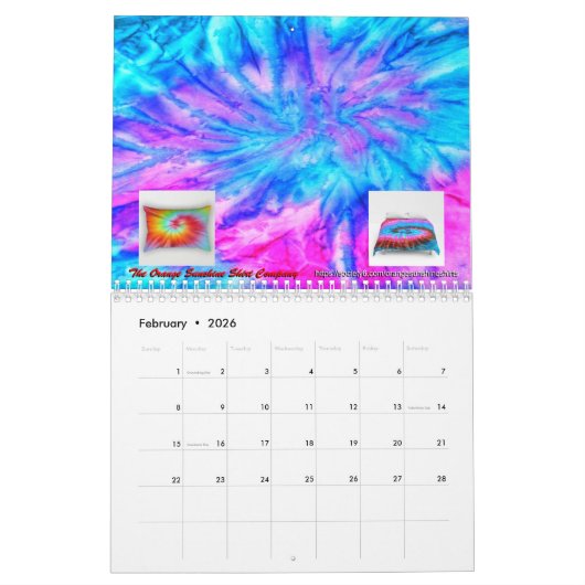 2026 Everything Tie-Dye Calendar Kalender (Feb 2026)