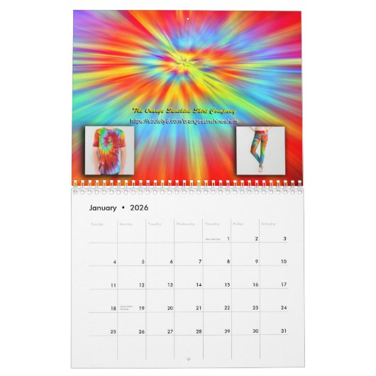 2026 Everything Tie-Dye Calendar Kalender (Jan 2026)