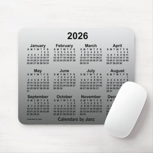 2026 Faded witte kalender van Janz Muismat (Met muis)